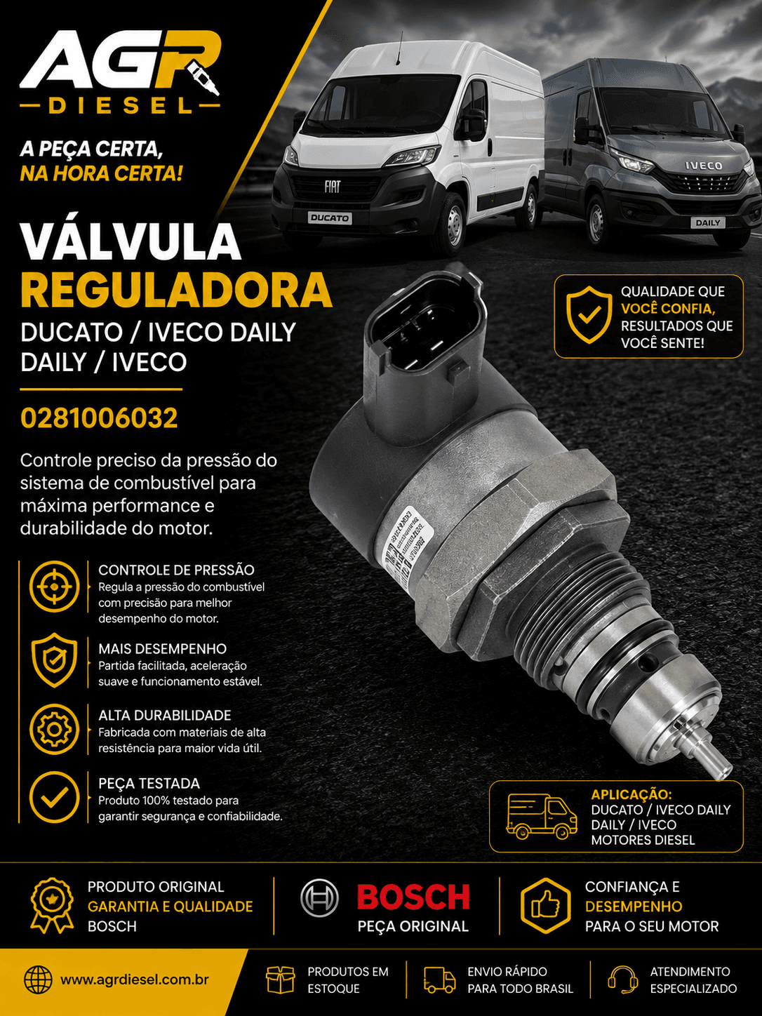 Válvula reguladora Ducato, Iveco Daily, Daily, Iveco - 0281006032