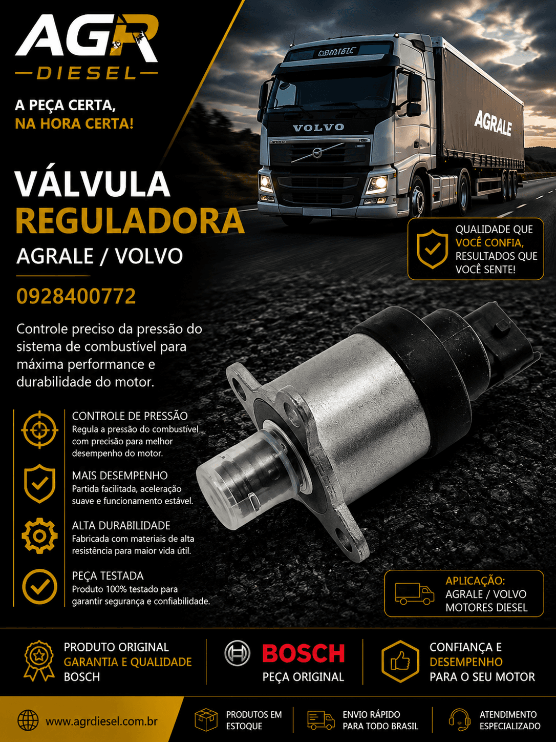 Válvula reguladora Agrale, Volvo - 0928400772