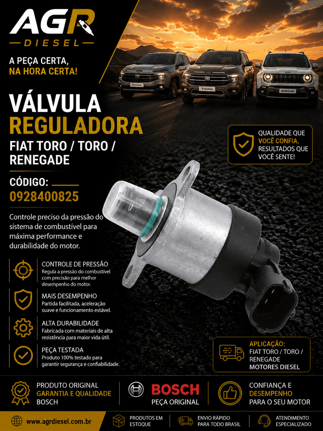 Válvula reguladora Fiat Toro, Toro, Renegade - 0928400825