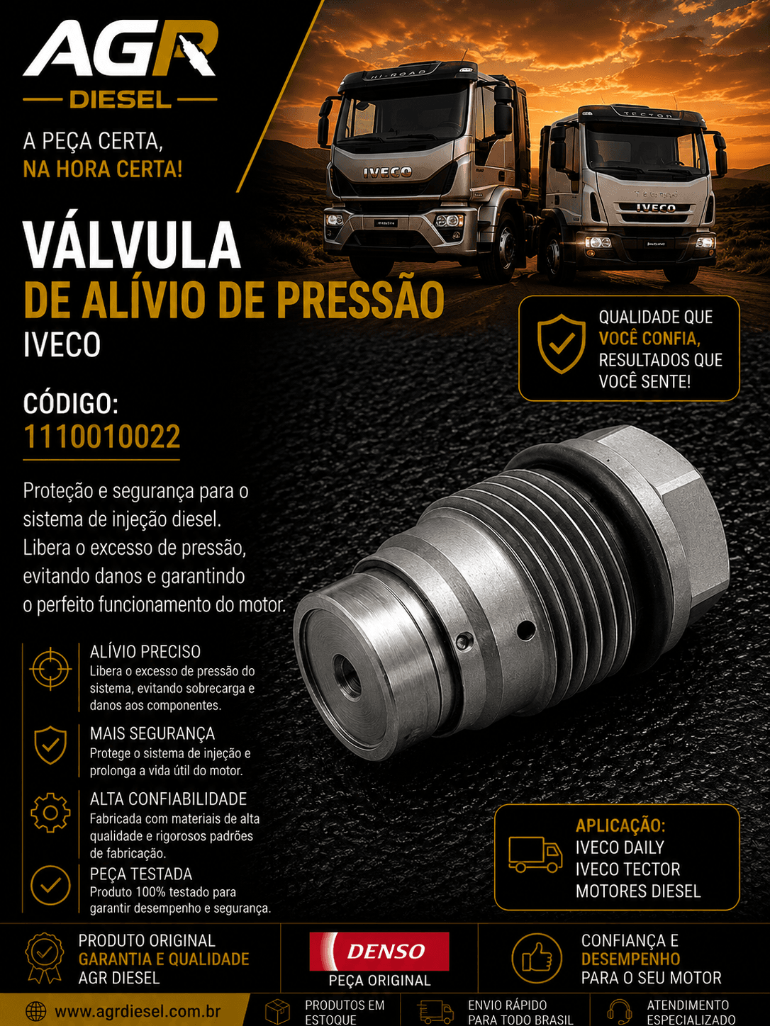 Válvula de alívio de pressão Iveco - 1110010022