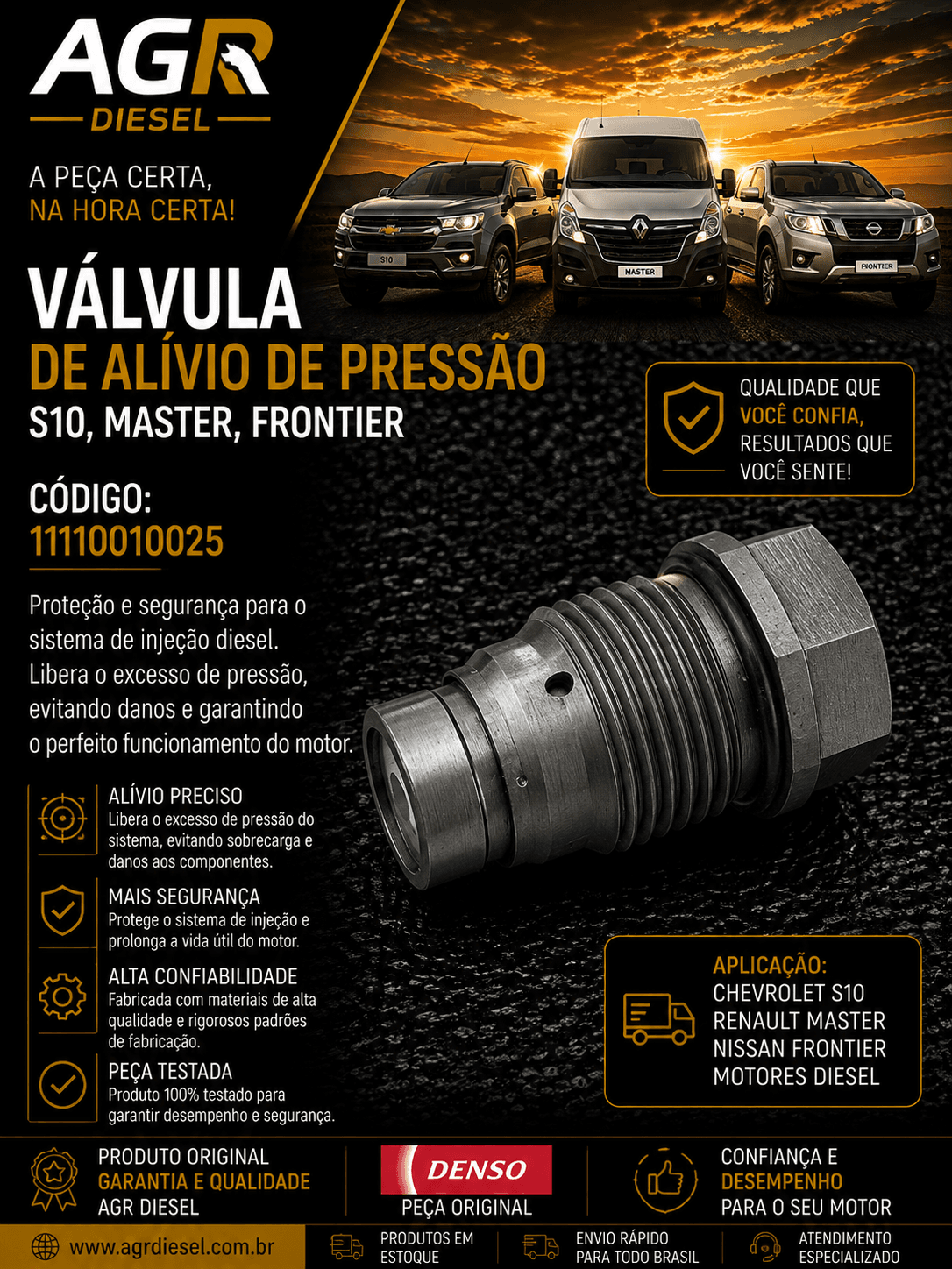 Válvula de alívio de pressão S10, Master, Frontier - 1110010025