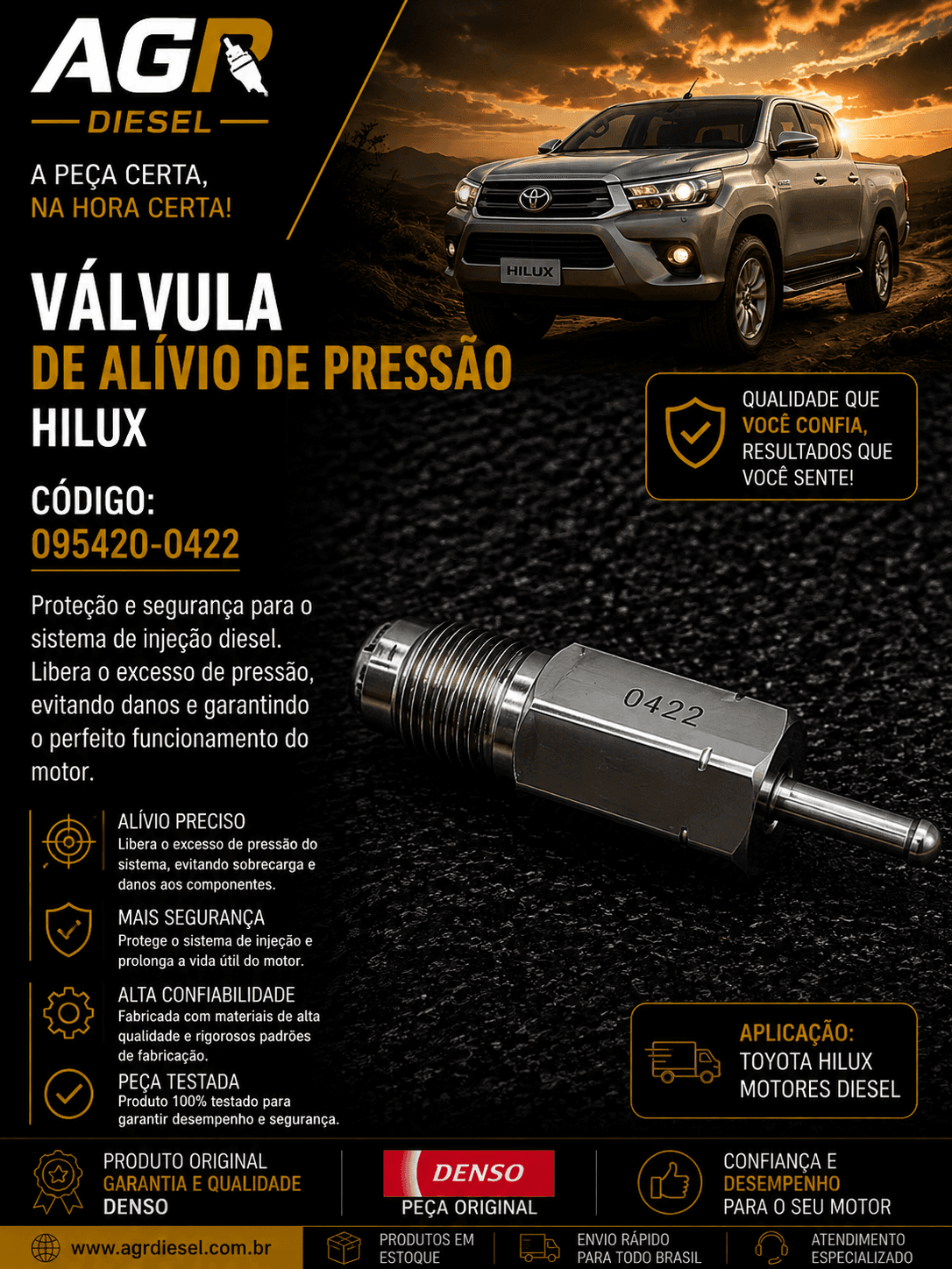 Válvula de alívio de pressão Hilux - 095420-0422